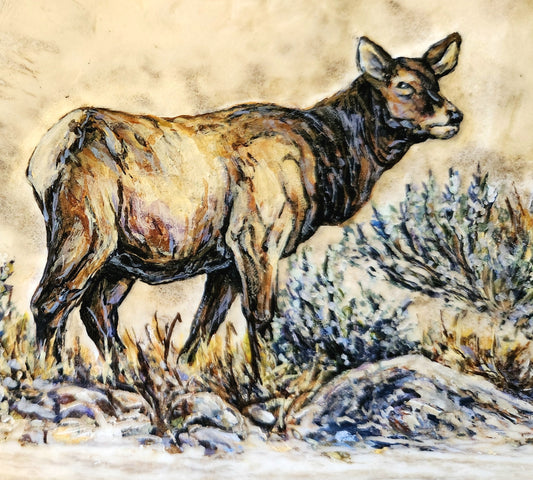 Carved and Painted Moose Antler