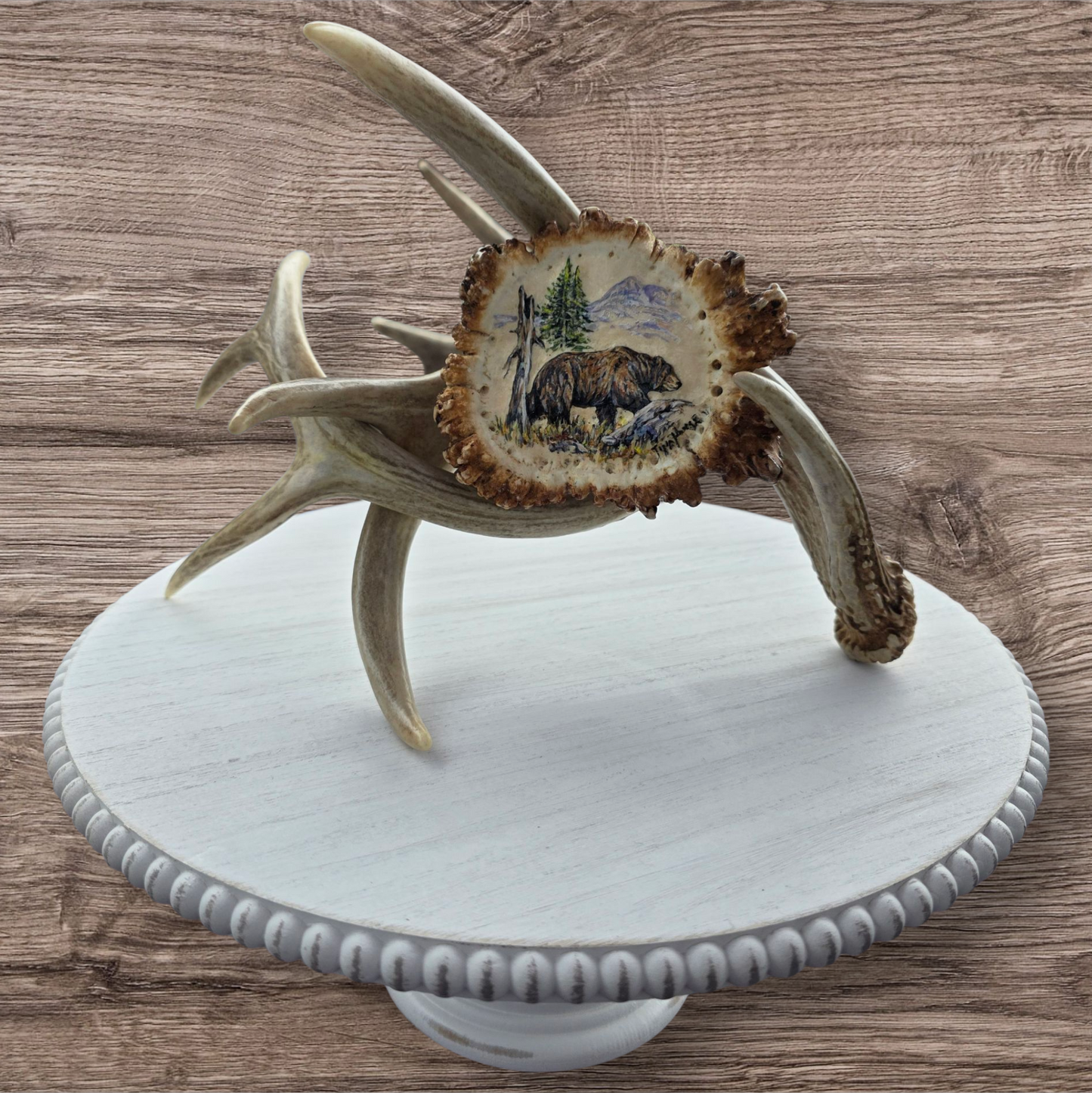 Bear Scene Elf Burr Mantle Piece