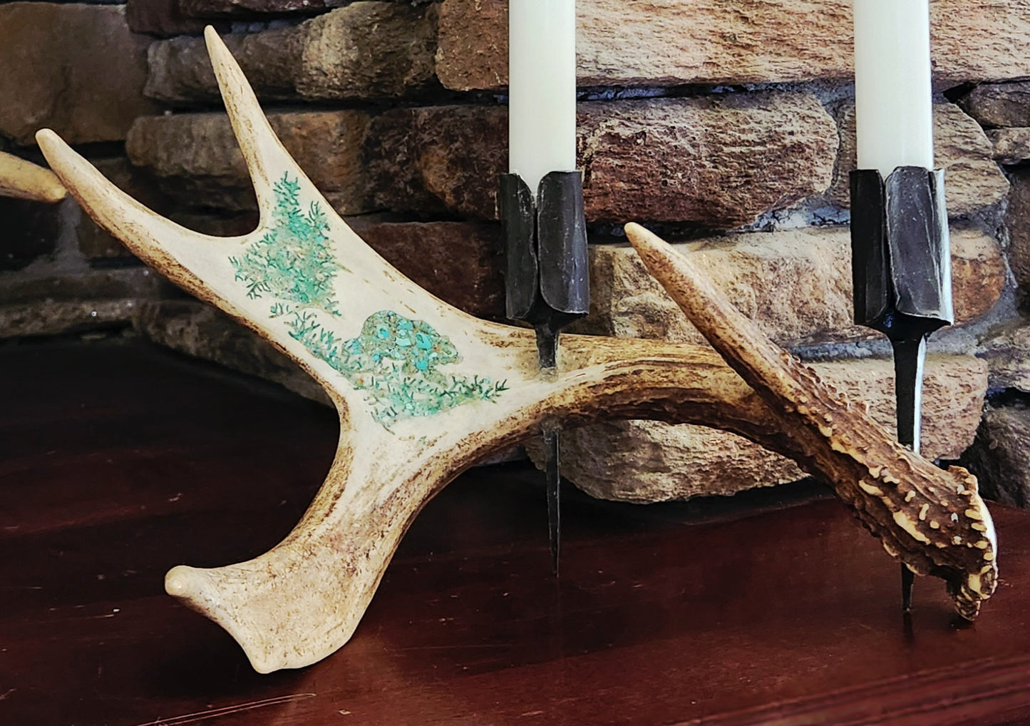 Non typical deer antler candle holder