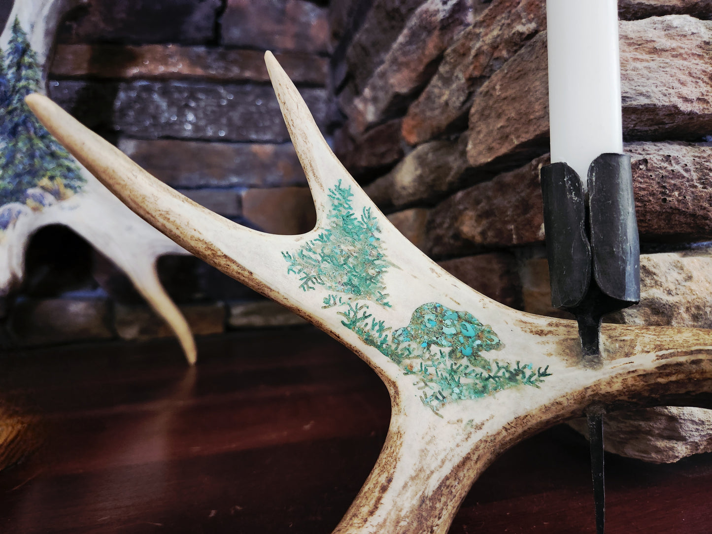 Non typical deer antler candle holder