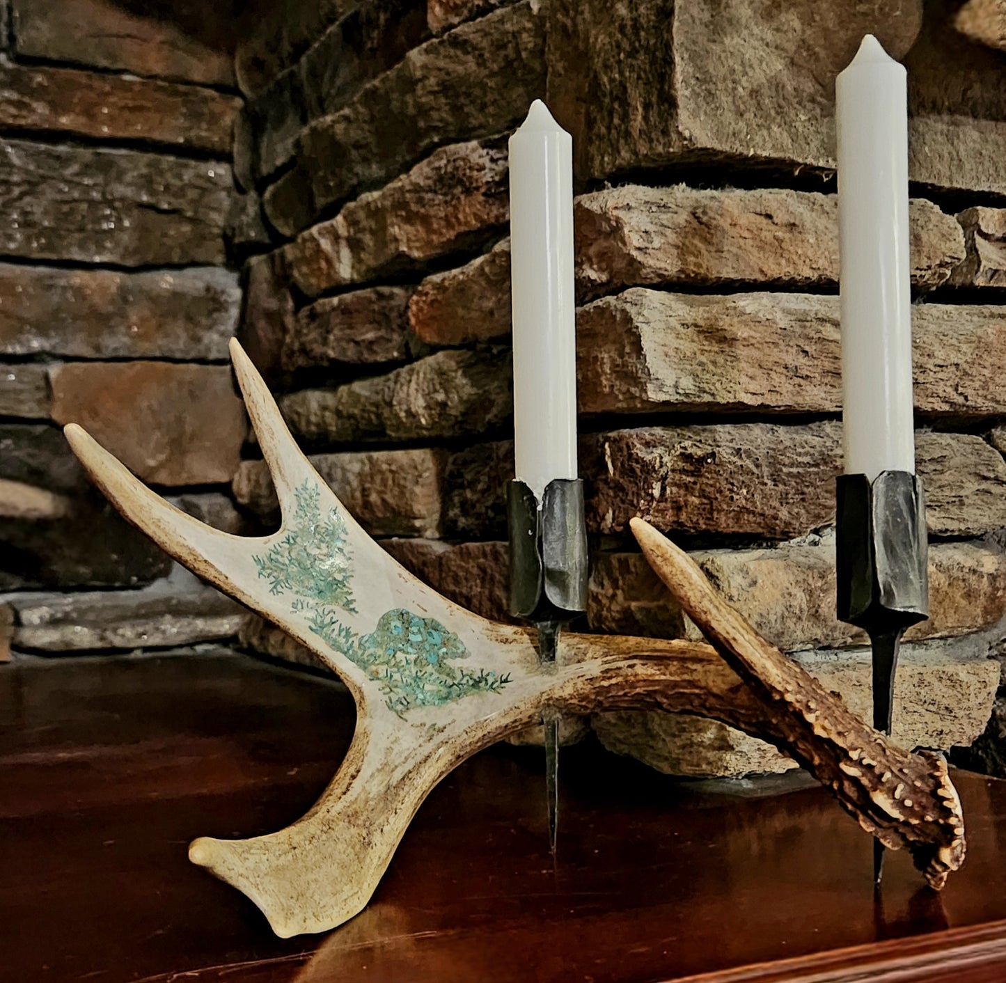 Non typical deer antler candle holder