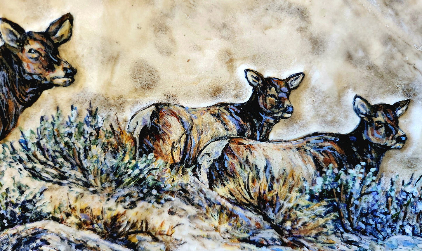 Carved and Painted Moose Antler