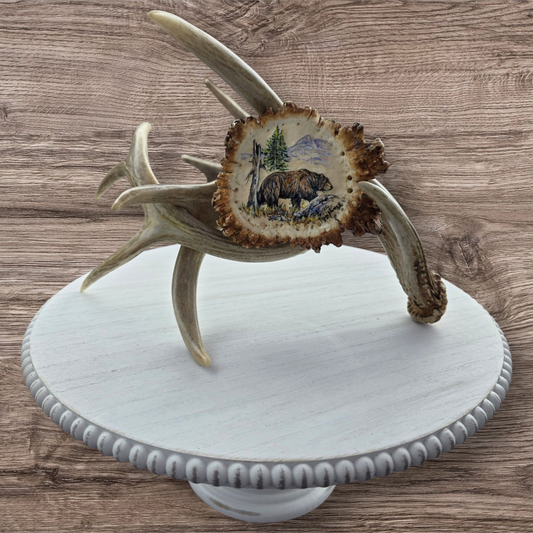 Bear Scene Elf Burr Mantle Piece